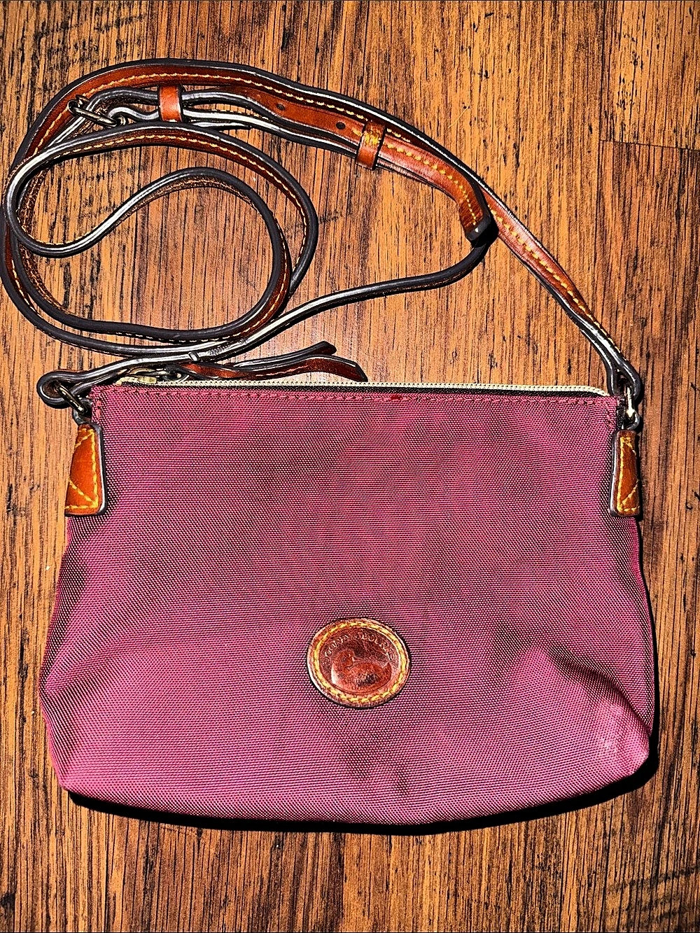 Dooney & Bourke Nylon Zip Crossbody Bag in Marroon & Brown 45.B2